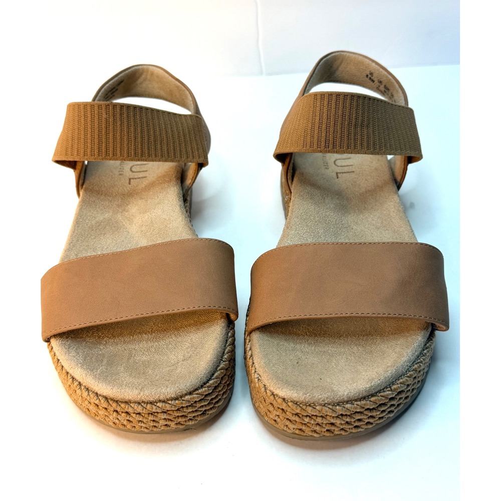 Soul Naturalizer Womens Diana Platform Sandal Cookie Dough Faux Nubuck 6.5W NWOT